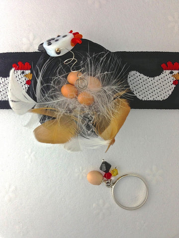 hearty chicken nest black and white bracelet and ring