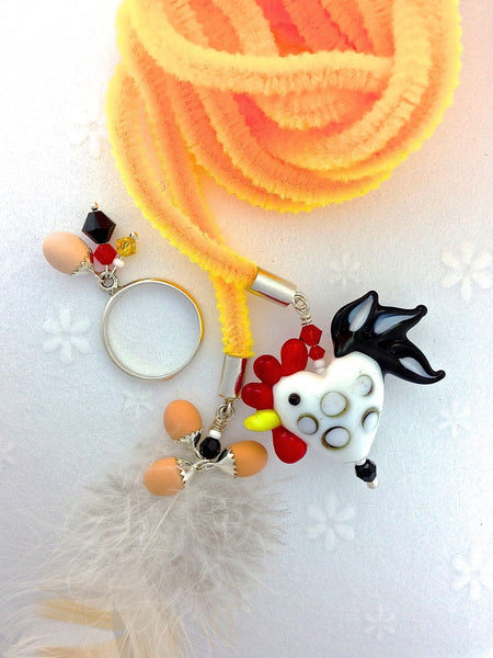 hearty chicken yellow necklace and ring set