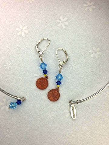 coin earrings blue